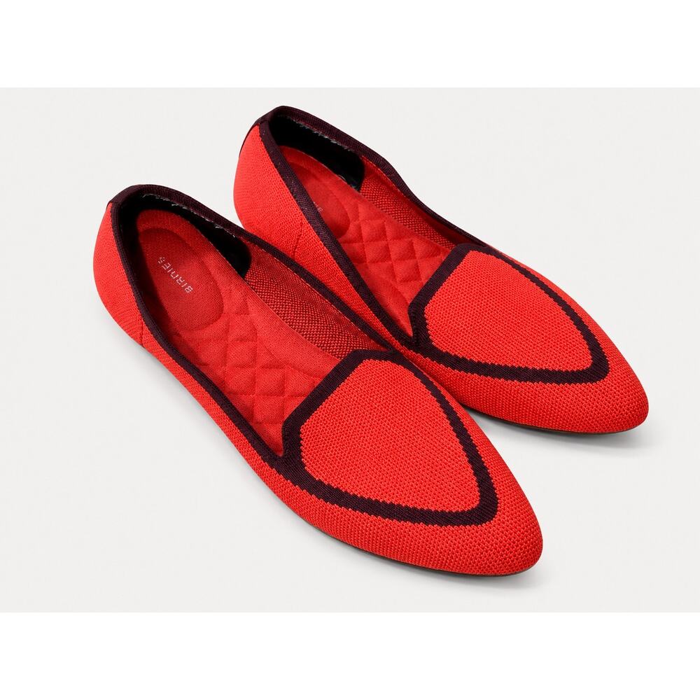 Birdies Starling Red Knit Flats Women’s Size 8.5 Pop of Red Loafers Work Travel